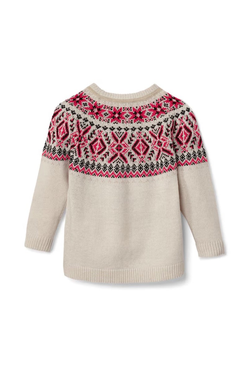 Tchibo Toddlers Girl Ribbed Neck Aztec Pattern Sweater, Multicolor - Image 3