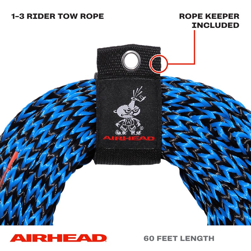 Kwik Tek Airhead Tow Rope for 1-3 Rider Towable Tubes, 1 Section, 60-Feet - Image 2