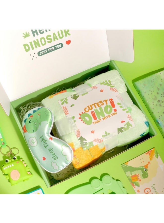 Dinosaur Gift Set for Children with Dinosaurs Blanket Backpack Eye Mask Tumbler and Toys for Kids Age 3-10（Green） - Image 4