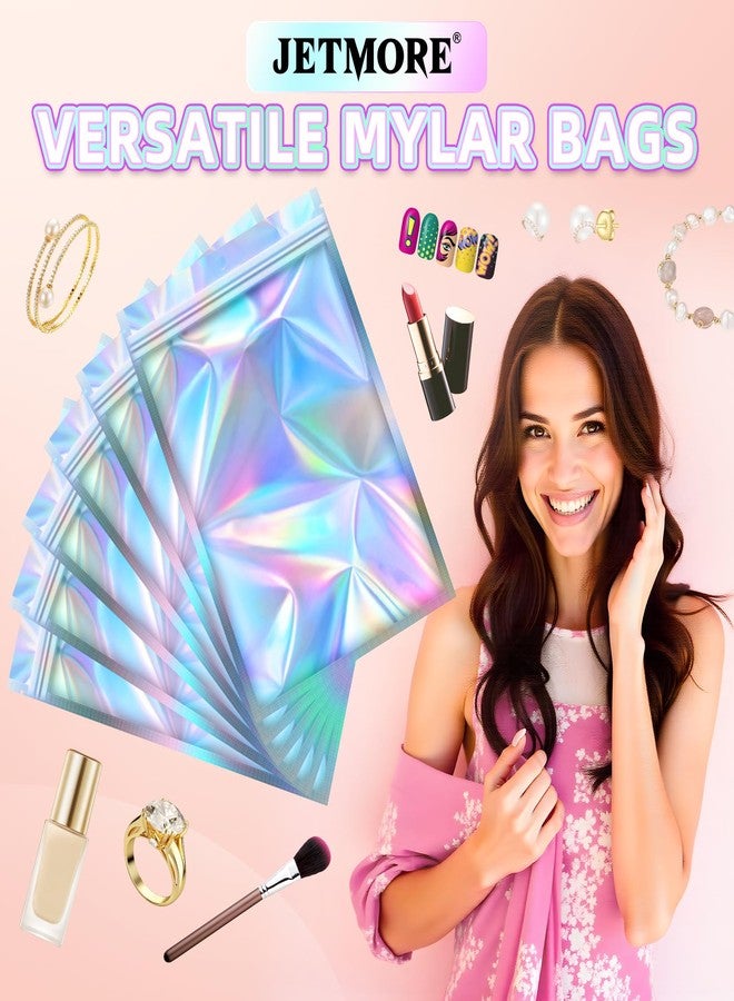 JETMORE Mylar Bags, 50 PCS Resealable Bags-6x9in, Holographic Bags for Party Favors, Little Bag for Jewelry, Sealable Bag for Papers, Souvenirs, Dispensary Packaging for Edibles, Mothers Day Gifts - Image 2