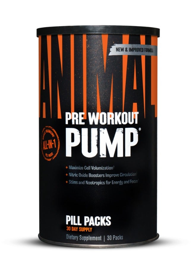 Animal Pump، عبوة ما قبل التمرين لزيادة حجم العضلات، 30 عبوة