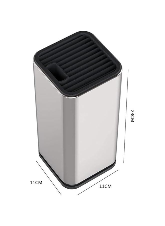 HOOKOR Universal Knife Block Holder Stainless Steel Modern Rectangular Design with Scissors-Slot, Knife Holder Counter-top Storage, Holds 12 8-Blade Knives, 23x11cm  - Image 2