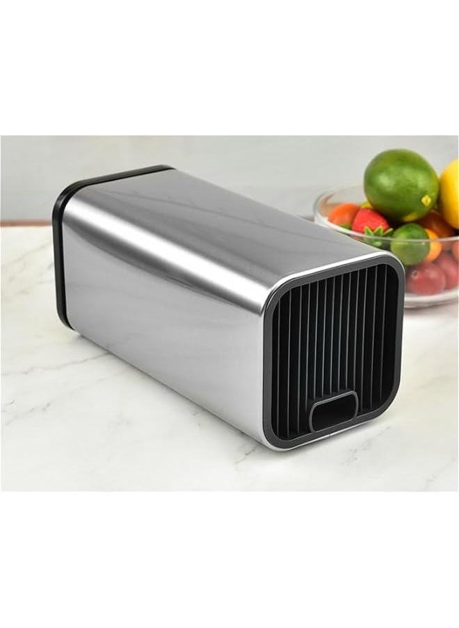 HOOKOR Universal Knife Block Holder Stainless Steel Modern Rectangular Design with Scissors-Slot, Knife Holder Counter-top Storage, Holds 12 8-Blade Knives, 23x11cm  - Image 5
