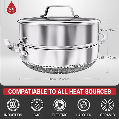 INTIGNIS Multi-Functional Casserole Dish with lid + Steamer | Anti Scratch | Non-Stick | 30cm/12 inches – 5.5L | PFOA Free | Induction Compatible | German C3+3 Coating - Image 4