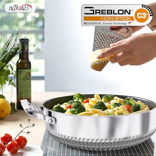 INTIGNIS Multi-Functional Casserole Dish with lid + Steamer | Anti Scratch | Non-Stick | 30cm/12 inches – 5.5L | PFOA Free | Induction Compatible | German C3+3 Coating - Image 2