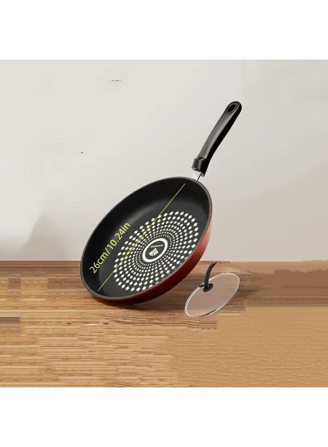 10.24 Inch Frying Pan With Lid Compatible With Induction Gas And Electric Stoves For Healthy Cooking With Less Smoke - Image 4