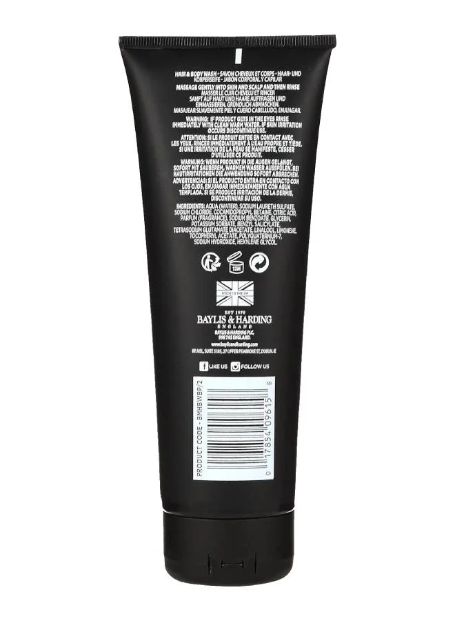 Baylis & Harding Black Pepper and Ginseng Hair and Body Wash for Men, 250ml | Vitamin Enriched | Refreshing Bergamot | Long Lasting Fragrance