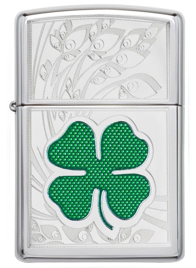 Zippo 24699 Clover High Polish Chrome Design Windproof Lighter, One Size - Image 2