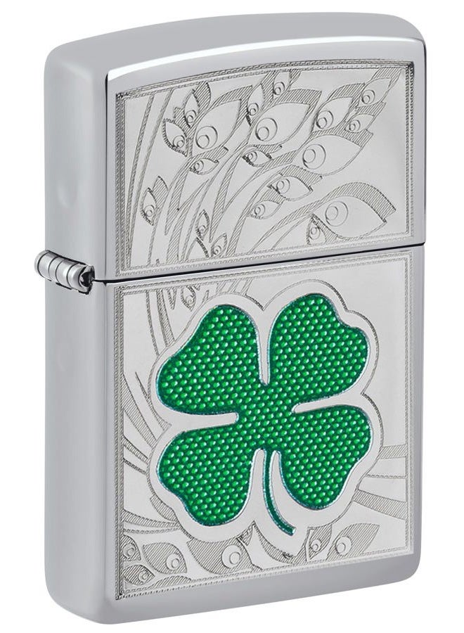 Zippo 24699 Clover High Polish Chrome Design Windproof Lighter, One Size - Image 1