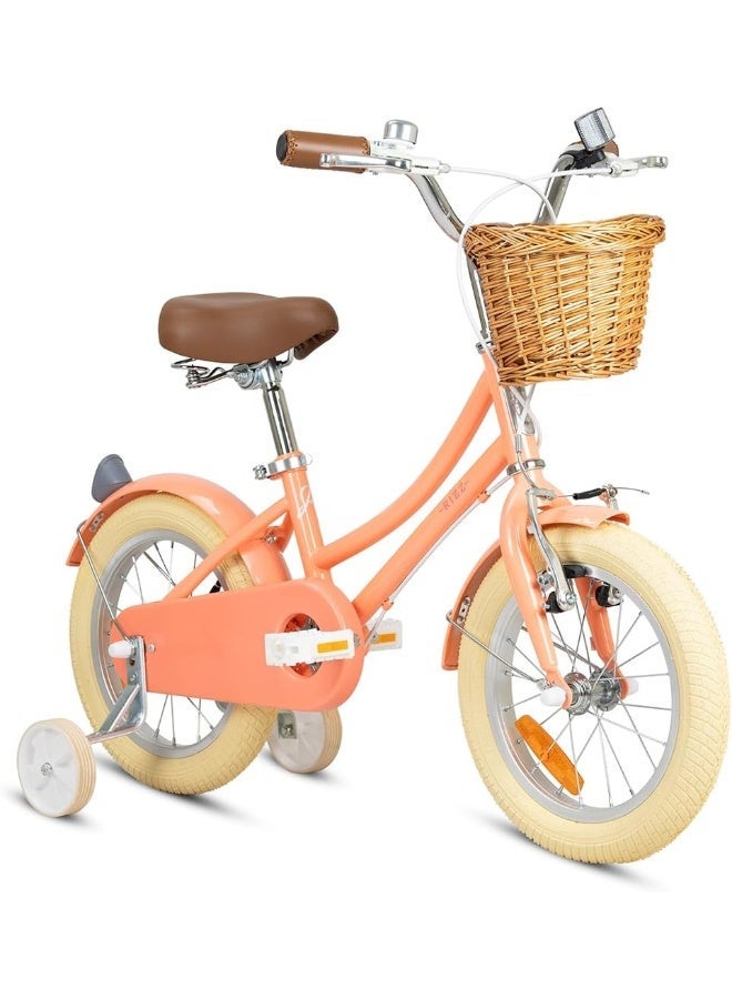 RIZZ Platinum Junior 14-Inch Kids Bike | 14-Inch Wheel Size | Adjustabe Seat | Training Wheels | Peach - Image 1