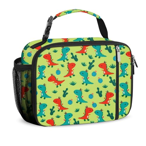 esouler Lunch Box Kids Insulated Lunch Bag for Boys & Girls Durable Children Lunchbox for School with Water Bottle Holder-Orange Dinosaur - Image 1