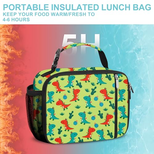 esouler Lunch Box Kids Insulated Lunch Bag for Boys & Girls Durable Children Lunchbox for School with Water Bottle Holder-Orange Dinosaur - Image 5