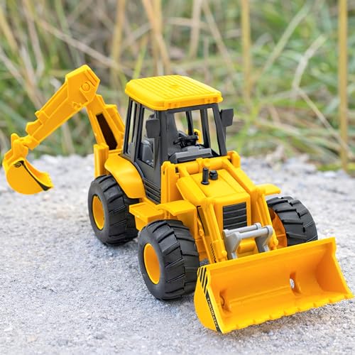 VGRASSP 2-in-1 Bulldozer & Excavator Construction Vehicle Toy for Kids with Movable Shovel Head, Excavator Arm, Durable Friction Wheels - Indoor & Outdoor Truck Toy - Multicolor (12 Inch) - Image 4