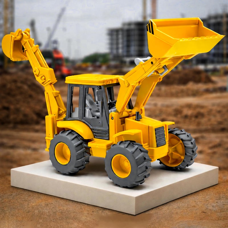 VGRASSP 2-in-1 Bulldozer & Excavator Construction Vehicle Toy for Kids with Movable Shovel Head, Excavator Arm, Durable Friction Wheels - Indoor & Outdoor Truck Toy - Multicolor (12 Inch) - Image 5
