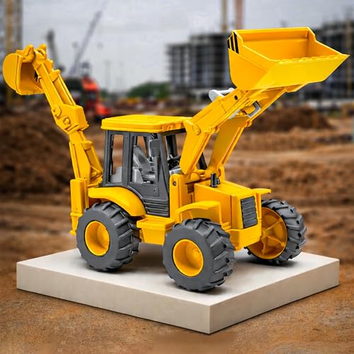 VGRASSP 2-in-1 Bulldozer & Excavator Construction Vehicle Toy for Kids with Movable Shovel Head, Excavator Arm, Durable Friction Wheels - Indoor & Outdoor Truck Toy - Multicolor (12 Inch) - Image 1