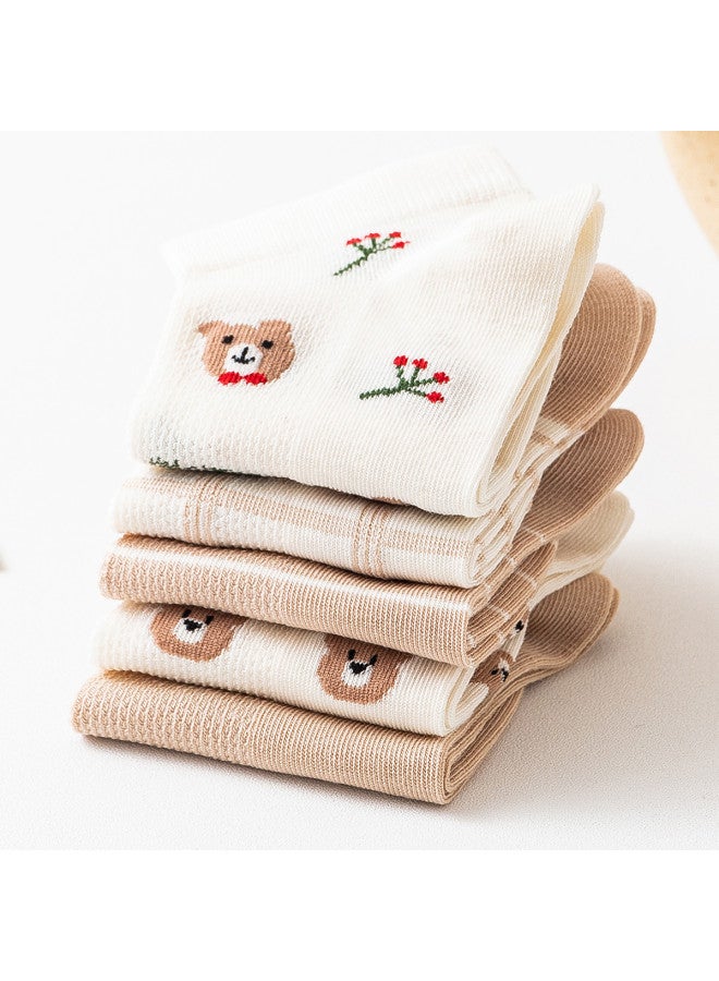 Bumblebee 5-pack Kids Socks Comfortable Mesh Socks For Big Kids Ankle Socks Bear Print School Socks - Image 4