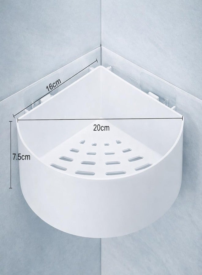 Hoyehola Wall Shelves Bathroom Plastic Self-Adhesive Corner Stand Without Drilling Multipurpose Wall Holder Bathroom Storage Rack Shower Rack White(2 PCS Corner)(2 PCS Wall Shelf) Total 4 PCS - Image 2