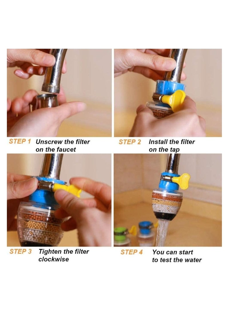 3 Pcs Faucet Mount Filters Activated Carbon Tap Clean Purifier Filter Cartridge Faucet Upgrade Universal Interface Tap Filter 6 Layer Filtration - Image 3