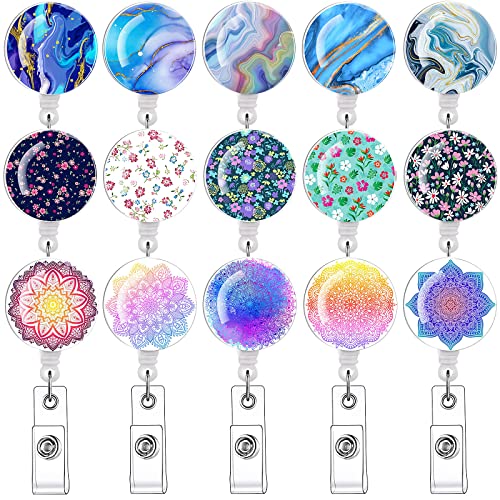 Tamhoo Daisy Marble Puppy 15 Pack Retractable Id Badge Clip Holder - Cute Badge Reels - Image 1