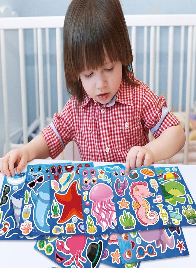 DUJAA 24 Sheets Ocean Stickers for Kids, Make Your Own Sea Animal Mix and Match Sticker Sheets, Make a Face Stickers for Kids Activities Supplies Crafts - Image 4