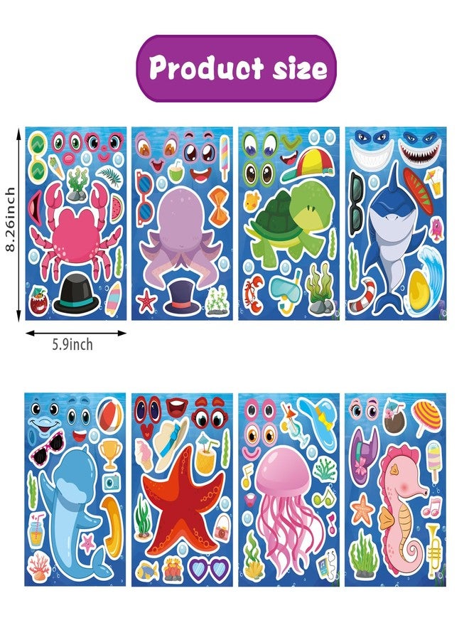 DUJAA 24 Sheets Ocean Stickers for Kids, Make Your Own Sea Animal Mix and Match Sticker Sheets, Make a Face Stickers for Kids Activities Supplies Crafts - Image 3