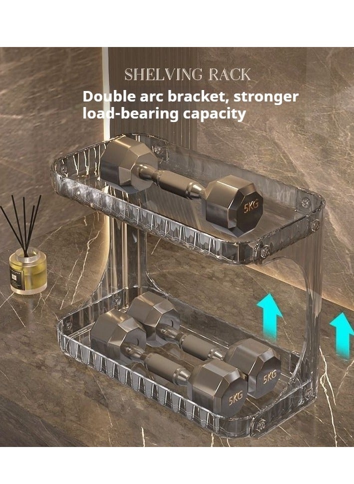 أوليس فيرس  رف ترتيب شفاف للحمام - رف منظم مكون من طابقين شفاف لمستحضرات التجميل والعناية بالبشرة، مع حواف مرتفعة وصديق للبيئة - Image 3