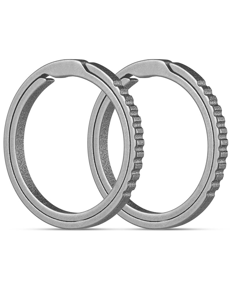 TISUR Titanium Keychain Rings, Split Side Pushing Key Rings Heavy Duty Black Key Ring For Key Chain Carabiner Dog Tag Ring (2pcs Grey Small Titanium Key Rings) - Image 1