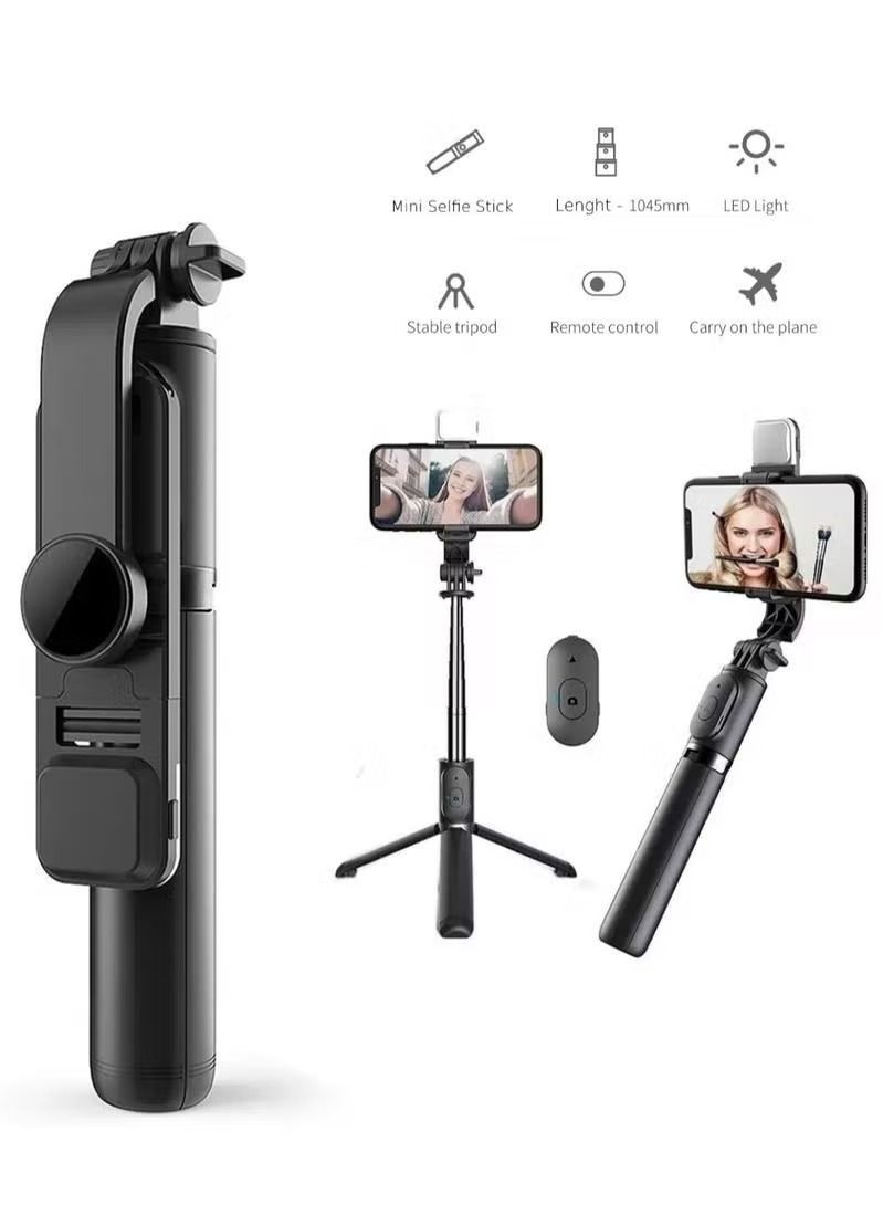 Zaboon Extendable Selfie Stick Tripod Stand For iPhones Android Smartphones With LED Light And Bluetooth Remote Control - Image 1