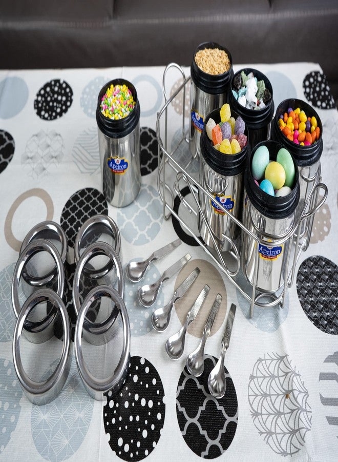 Apeiron Stainless Steel Premium Masala Box | Masala Dabba | Dry Fruit Dabba | Storage Box 6 Piece Dabba, Silver - Image 2