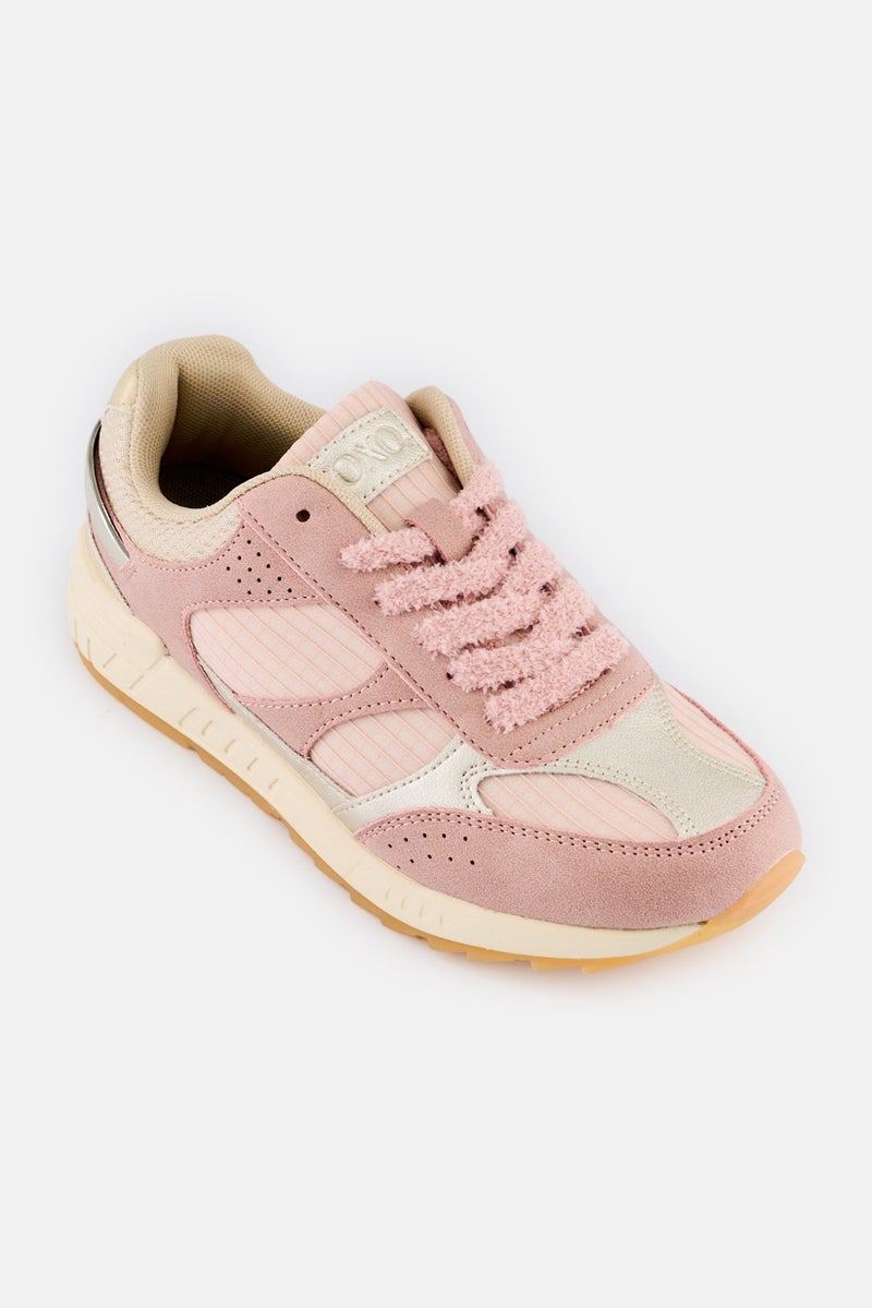 XOXO Women Lace Up Casual Sneaker Shoes, Old Pink - Image 1