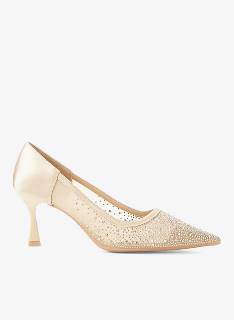 Paprika BEIGE Women Embellished Flared Heel Pumps for Women | Best Price UAE