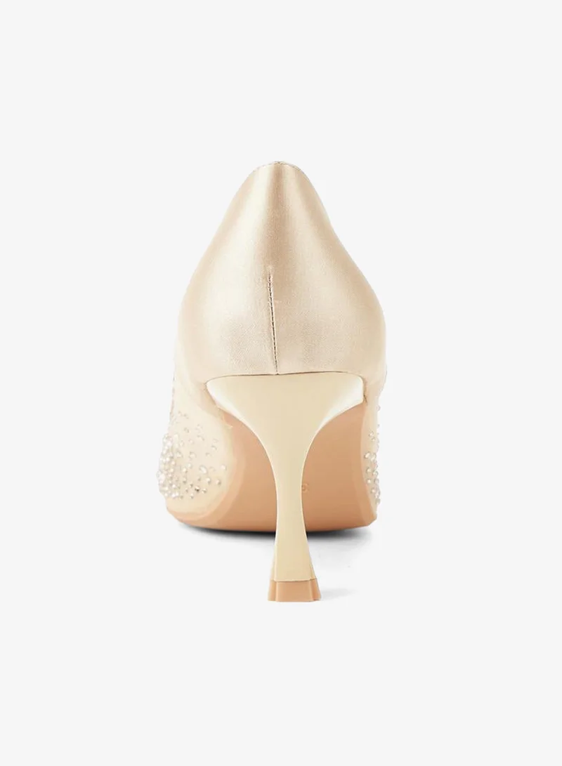 Paprika BEIGE Women Embellished Flared Heel Pumps for Women | Best Price UAE