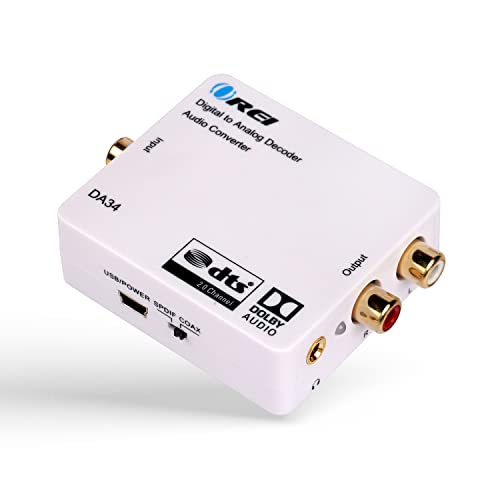 OREI Digital to Analog Audio Decoder by OREI, Convert & Decode Dolby Digital Audio SPDIF/Coaxial 5.1-Channel Input to RCA L/R/3.5mm Headphone Output Converter (DA34) - Image 1