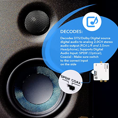 OREI Digital to Analog Audio Decoder by OREI, Convert & Decode Dolby Digital Audio SPDIF/Coaxial 5.1-Channel Input to RCA L/R/3.5mm Headphone Output Converter (DA34) - Image 3