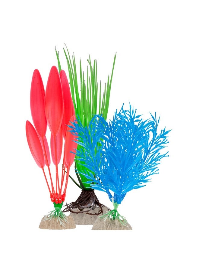 GloFish Fluorescent Plant Multipack 3 Count, Contains Willow Grass, Hairgrass, Berterol Artificial Aquarium Plants - Image 1