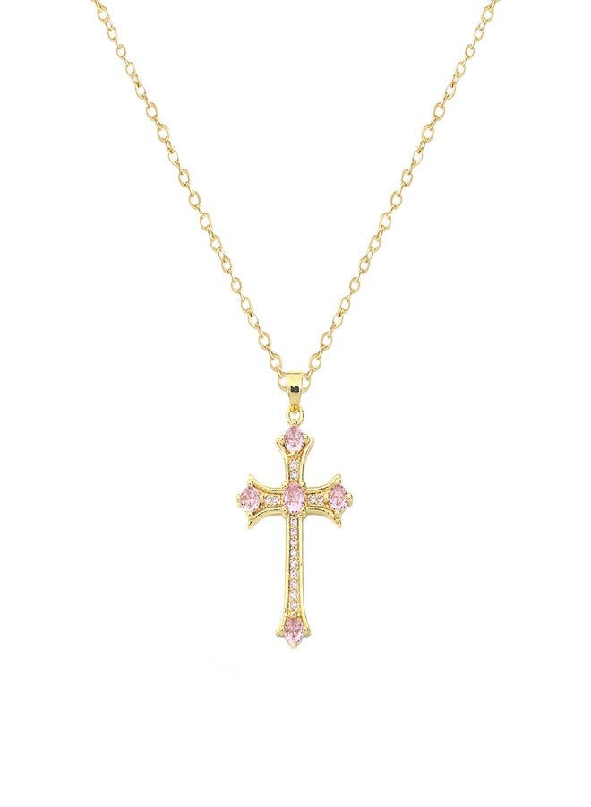 LLIYSOUN Cross Pendant Necklace for Women Jewelry Gold Cross Necklaces for Women Cross Necklace Minimalist Trendy Jewelry Valentines Day, Cubic Zirconia, Cubic Zirconia - Image 1