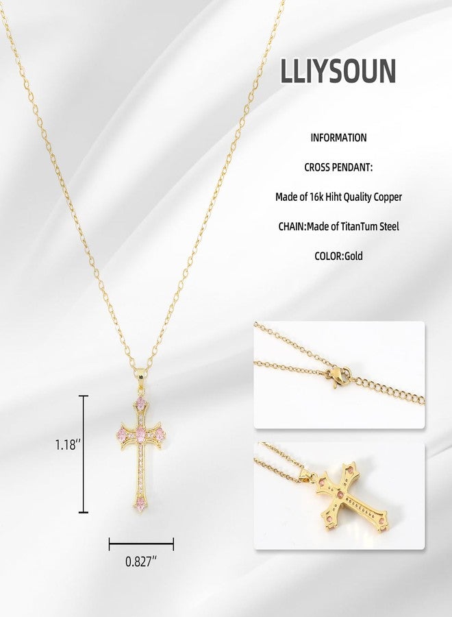 LLIYSOUN Cross Pendant Necklace for Women Jewelry Gold Cross Necklaces for Women Cross Necklace Minimalist Trendy Jewelry Valentines Day, Cubic Zirconia, Cubic Zirconia - Image 5