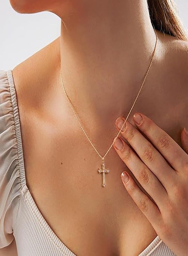 LLIYSOUN Cross Pendant Necklace for Women Jewelry Gold Cross Necklaces for Women Cross Necklace Minimalist Trendy Jewelry Valentines Day, Cubic Zirconia, Cubic Zirconia - Image 2