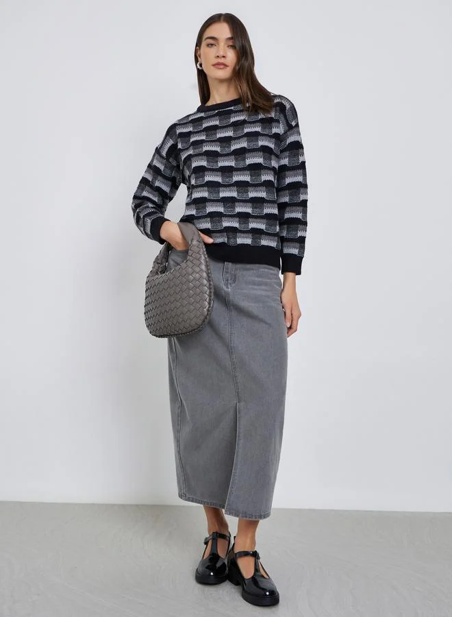 ستايلي سويتر محبوك بأكتاف منخفضة