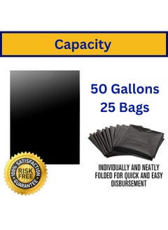 AlsayedP 50 Gallon Heavy Duty Trash Bags 25 Black Plastic Garbage Bags for Contractor, Industrial, Home, Kitchen, Commercial, Yard, Lawn, Leaf (50 Gallons, 25 Bags)  - Image 2