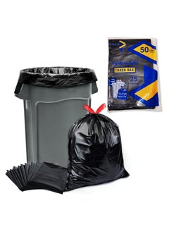 AlsayedP 50 Gallon Heavy Duty Trash Bags 25 Black Plastic Garbage Bags for Contractor, Industrial, Home, Kitchen, Commercial, Yard, Lawn, Leaf (50 Gallons, 25 Bags)  - Image 1