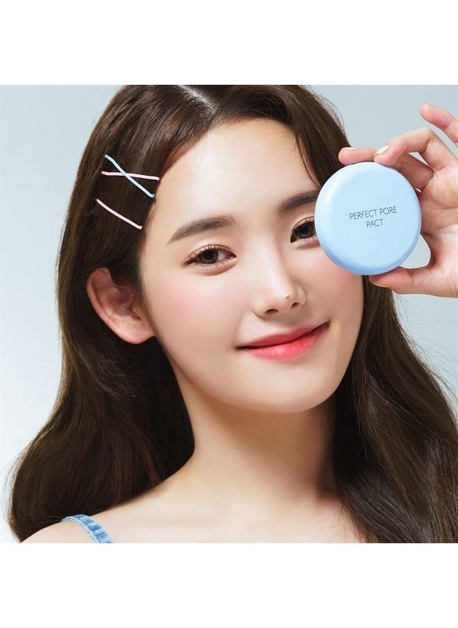 Saemmul Perfect Pore Pact - Sebum Control Makeup Pressed Powder Pact, Pore Minimization, Plant-Based Setting Finishing Powder to Absorb Sweat and Prevent Clumps, with Mirror and Puff 12g