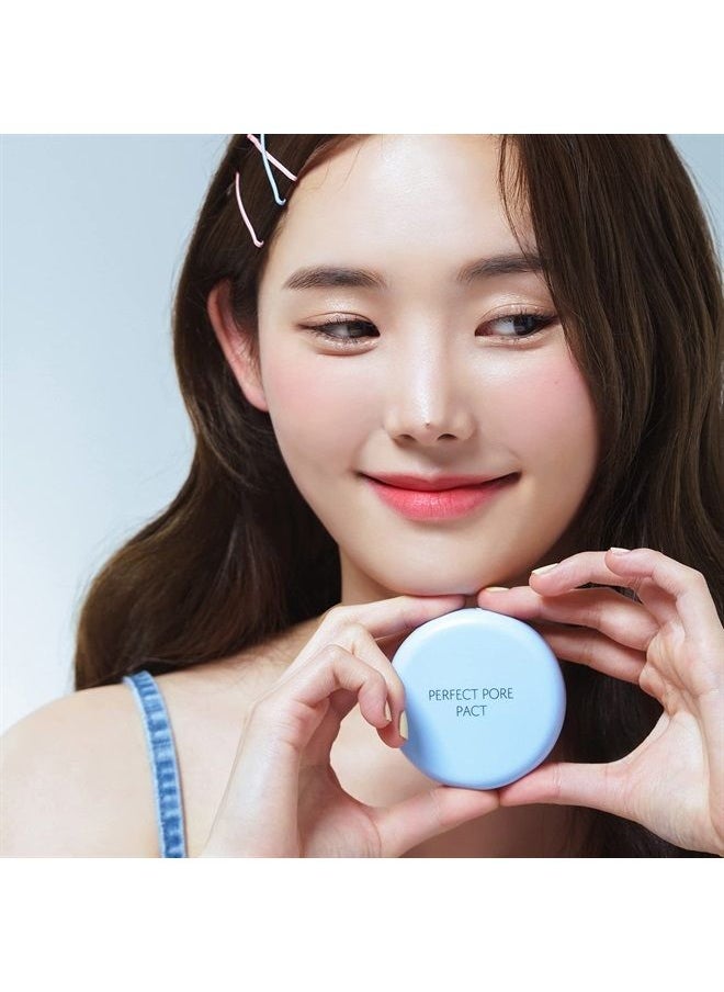 Saemmul Perfect Pore Pact - Sebum Control Makeup Pressed Powder Pact, Pore Minimization, Plant-Based Setting Finishing Powder to Absorb Sweat and Prevent Clumps, with Mirror and Puff 12g