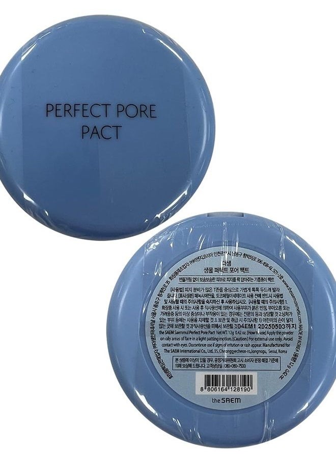 Saemmul Perfect Pore Pact - Sebum Control Makeup Pressed Powder Pact, Pore Minimization, Plant-Based Setting Finishing Powder to Absorb Sweat and Prevent Clumps, with Mirror and Puff 12g