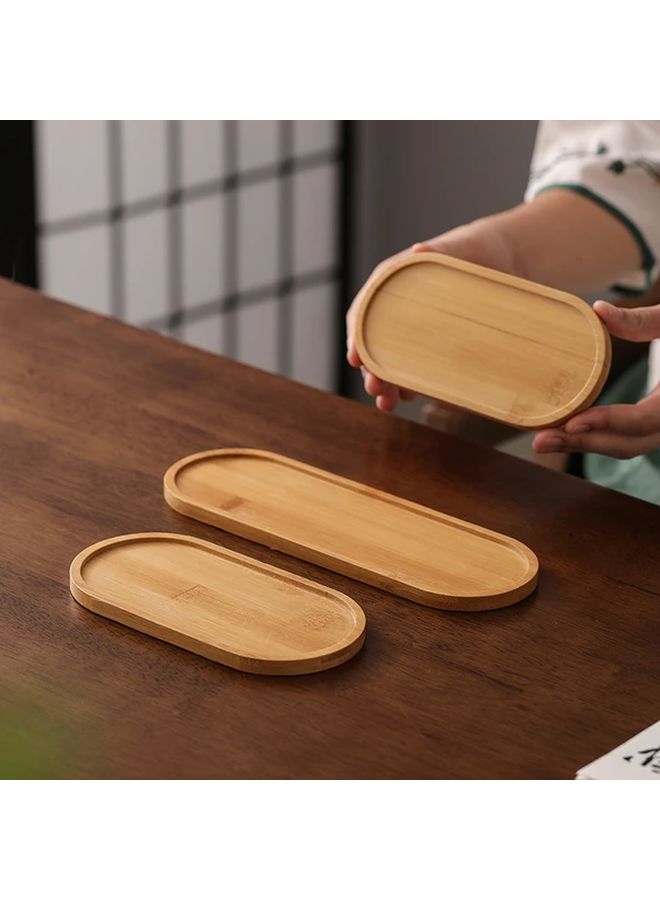 Oval Bamboo Wood Serving Platter Multi Purpose Solid Wood Tray 1pc For Tea Shampoo Bottles Japanese Minimalist Style - Image 1