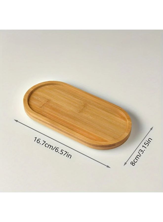 Oval Bamboo Wood Serving Platter Multi Purpose Solid Wood Tray 1pc For Tea Shampoo Bottles Japanese Minimalist Style - Image 4