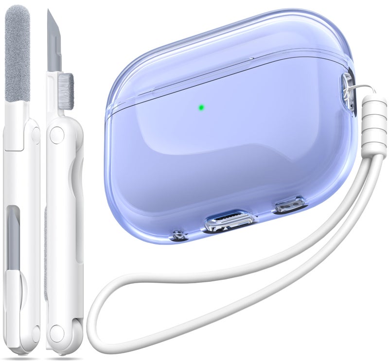 MHYALUDO for Airpods Pro 2nd1st Generation Case Cover Compatible with Airpods Pro Case 2nd Gen USB C Charging Port Clear Soft Transparent Military Grade Shockproof Case Clear Purple - Image 2