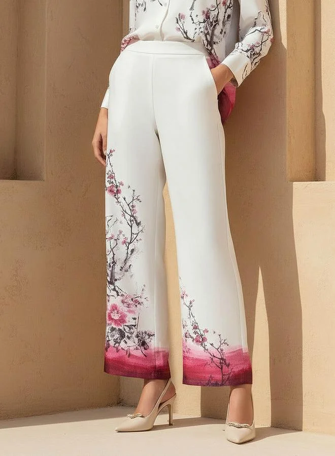 ايكونيك Iconic Wide Leg Floral Print Pants