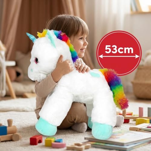 Hamleys 53cm Lash Z Lying Unicorn Plush – Soft White Stuffed Toy with Multicolour Tail | Cuddly & Magical Plush Animal for Kids | Fantasy-Themed Stuffed Toy Gift for Kids and Adult - Image 2