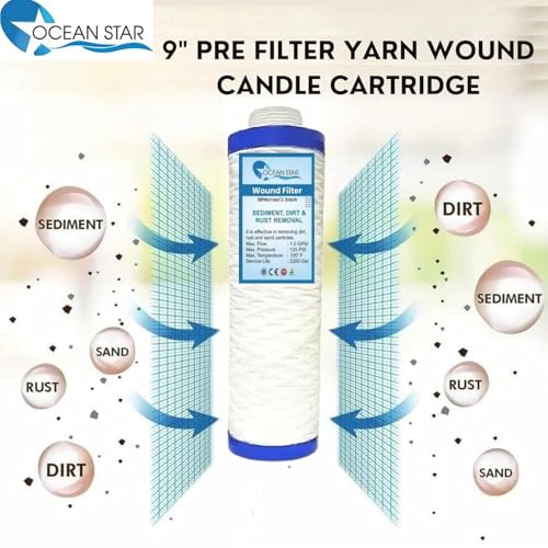 OCEAN STAR TECHNOLOGIES Pre Filter for Water Purifier, 9 inch PP Yarn Wound Filter (120 Grams) Threaded Candle Cartridge Pack of 4 - Image 3